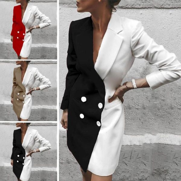 women's jackets european and american fashion wild mid-length contrast jacket, Black;brown
women's jackets european and american fashion wild mid-length contrast jacket, Black;brown