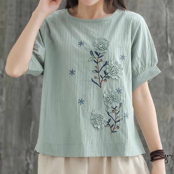 arrival summer arts style women loose casual short sleeve o-neck t-shirt all-matched cotton linen embroidery t shirt b360 women's, White
arrival summer arts style women loose casual short sleeve o-neck t-shirt all-matched cotton linen embroidery t shirt b360 women's, White