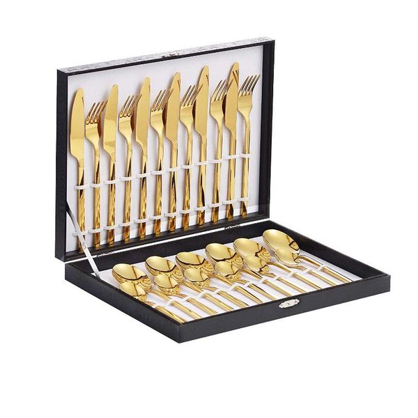 flatware sets 24-piece gold dinner set stainless steel mirror polished cutlery include spoon,fork,knife,tea spoon
flatware sets 24-piece gold dinner set stainless steel mirror polished cutlery include spoon,fork,knife,tea spoon