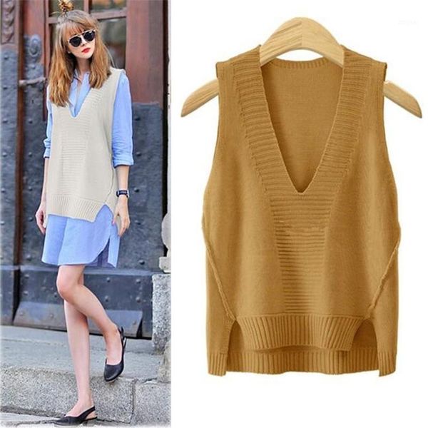women's sweaters sweater vest casual preppy v-collar sleeveless knitted jumper spring autumn irregular hem loose pullover, White;black
women's sweaters sweater vest casual preppy v-collar sleeveless knitted jumper spring autumn irregular hem loose pullover, White;black