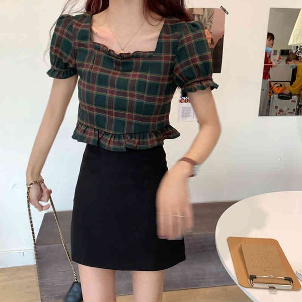 t shirt retro plaid printed lantern t-shirt woman simple square collar slim tees ladies summer loose short sleeve women top, White
t shirt retro plaid printed lantern t-shirt woman simple square collar slim tees ladies summer loose short sleeve women top, White