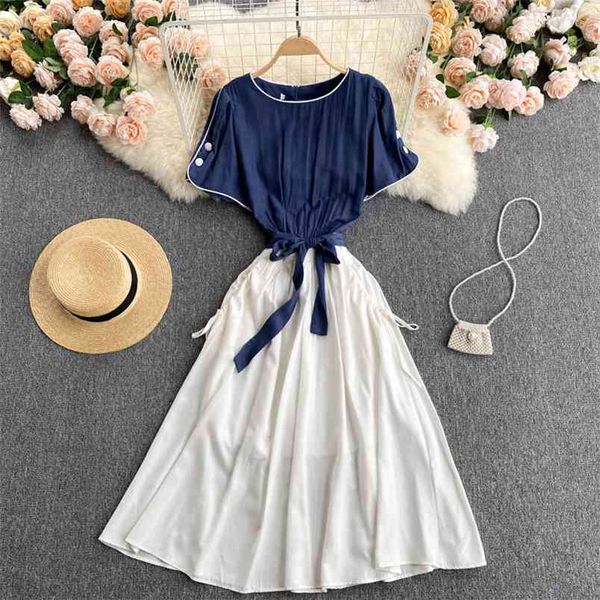 summer slim vestidos female fake two pieces of contrast stitching temperament round neck french mini dress gk683 210506, Black;gray
summer slim vestidos female fake two pieces of contrast stitching temperament round neck french mini dress gk683 210506, Black;gray