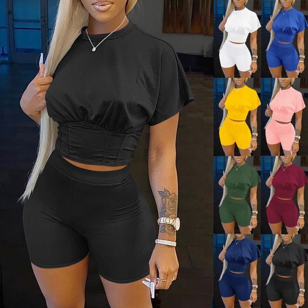 women's tracksuits womens pure color sports waist set short sleeve shorts workout sportswear sport suit for women, Gray
women's tracksuits womens pure color sports waist set short sleeve shorts workout sportswear sport suit for women, Gray
