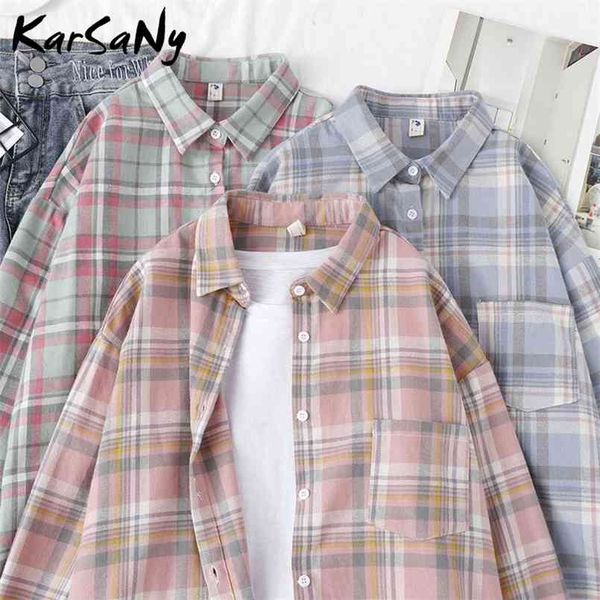 karsany boyfriend oversized shirt plaid for women blouses and spring loose cotton s 210730, White
karsany boyfriend oversized shirt plaid for women blouses and spring loose cotton s 210730, White