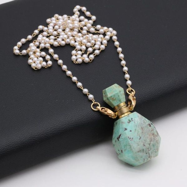 pendant necklaces natural green turquoises perfume bottle necklace essential oil diffuser pearl chains women jewerly gift, Silver
pendant necklaces natural green turquoises perfume bottle necklace essential oil diffuser pearl chains women jewerly gift, Silver
