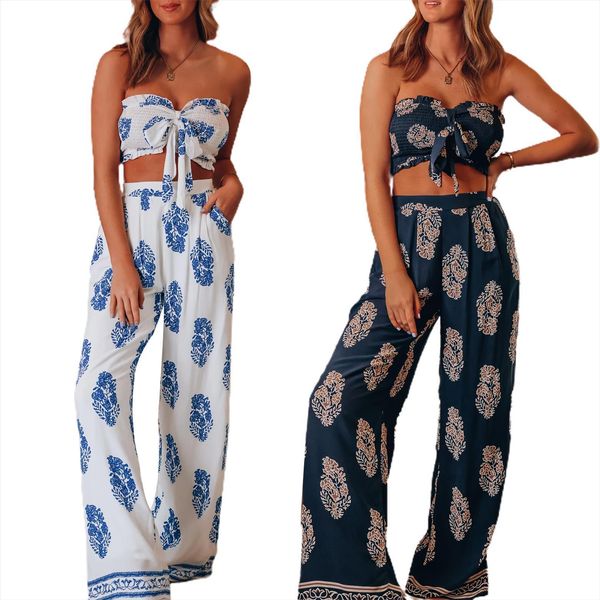 summer boho printed 2 womenpant pieces sets sleeveless strapless bustier crop loose wide leg pants lady beach, White
summer boho printed 2 womenpant pieces sets sleeveless strapless bustier crop loose wide leg pants lady beach, White