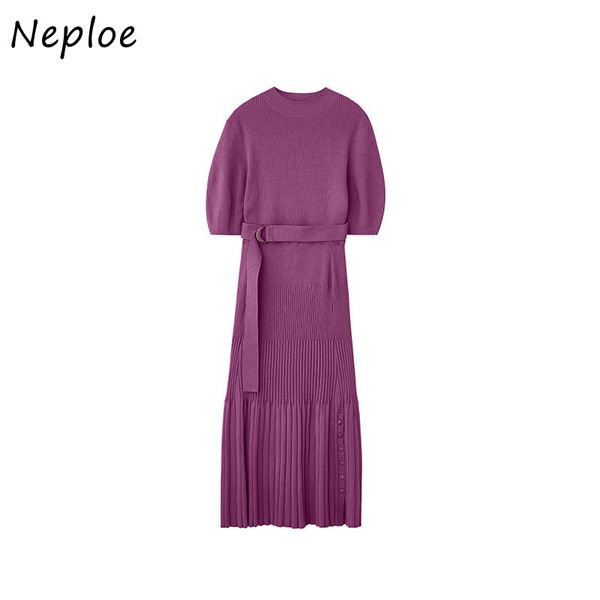 autumn fashion suit chic sashes slim waist knitted pullovers + high pleated skirt 2 piece sets women 210430, White
