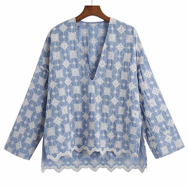 women's blouses & shirts women 2021 fashion embroidery loose deep v-nec kintage drop-shoulder sleeves side vents female plaid chic, White
women's blouses & shirts women 2021 fashion embroidery loose deep v-nec kintage drop-shoulder sleeves side vents female plaid chic, White