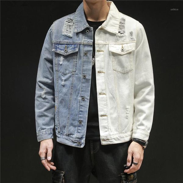 men's jackets 2021 men hip hop blue white patchwork slim jeans streetwear male solid color cotton casual denim jacket plus size 5xl, Black;brown
men's jackets 2021 men hip hop blue white patchwork slim jeans streetwear male solid color cotton casual denim jacket plus size 5xl, Black;brown