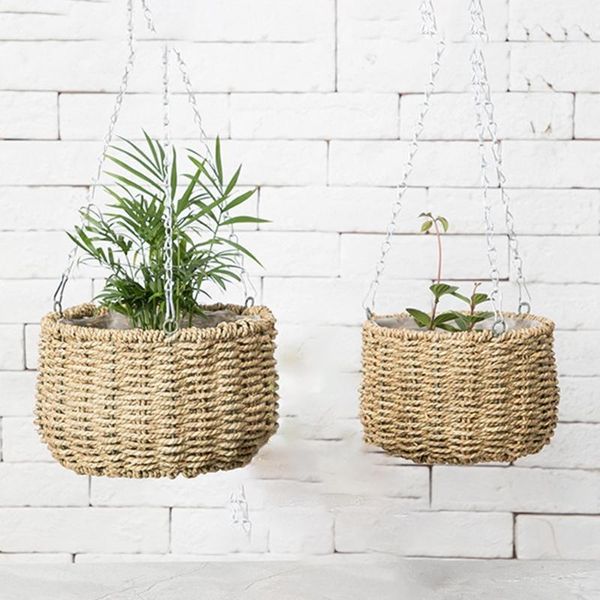 other garden supplies handmade grass woven hanging planter basket plant flower pot with metal chain hook flowerpot for home outdoor indoor d
other garden supplies handmade grass woven hanging planter basket plant flower pot with metal chain hook flowerpot for home outdoor indoor d