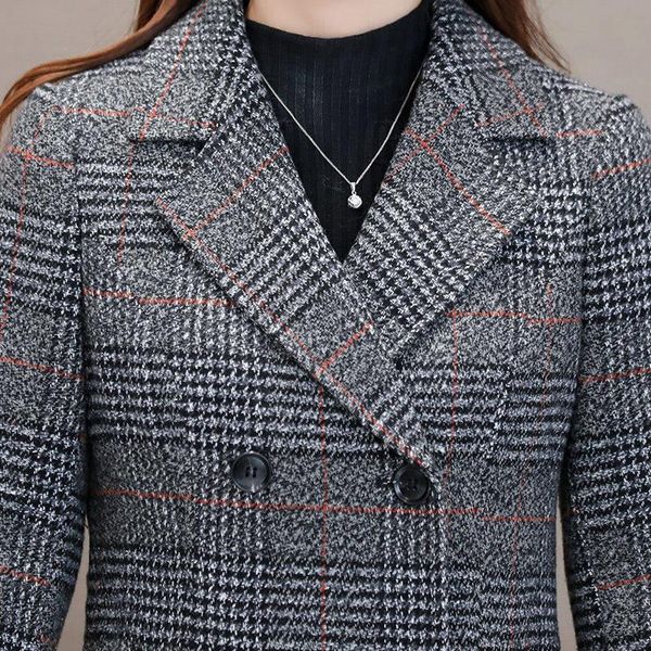 women's wool & blends winter women casual jacket plaid trench coat elegant slim thick outerwear cardigan female cashmere overcoat 2021, Black
women's wool & blends winter women casual jacket plaid trench coat elegant slim thick outerwear cardigan female cashmere overcoat 2021, Black