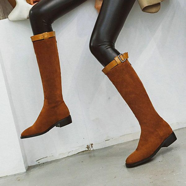 boots faux suede ladies knee high spring autumn fashion belt buckle square toe knight winter comfortable low-heel shoes, Black
boots faux suede ladies knee high spring autumn fashion belt buckle square toe knight winter comfortable low-heel shoes, Black