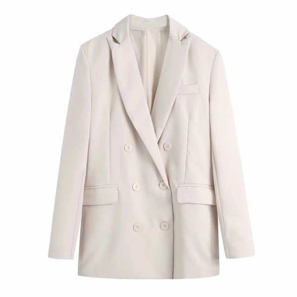 fashion women double breasted solid casual suit coat female long sleeve outerwear office lady loose c1113 210430, White;black
fashion women double breasted solid casual suit coat female long sleeve outerwear office lady loose c1113 210430, White;black