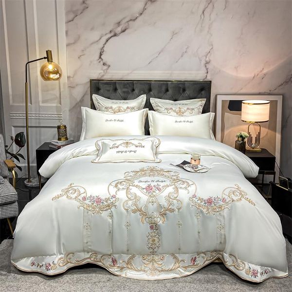 bedding sets luxury satin silk cotton set white european embroidery duvet cover soft comfor flat/fitted sheet pillowcases king
bedding sets luxury satin silk cotton set white european embroidery duvet cover soft comfor flat/fitted sheet pillowcases king