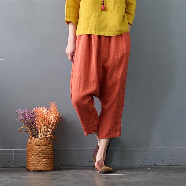women's pants & capris scuwlinen 2021 women solid vintage elastic waist 100% linen calf-length cross casual loose trousers for s570, Black;white
women's pants & capris scuwlinen 2021 women solid vintage elastic waist 100% linen calf-length cross casual loose trousers for s570, Black;white