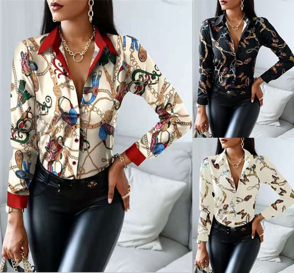 women's t-shirt blouse slim v-neck cardigan button spring autumn printed stand collar long sleeve cloting plus size xl, White
women's t-shirt blouse slim v-neck cardigan button spring autumn printed stand collar long sleeve cloting plus size xl, White