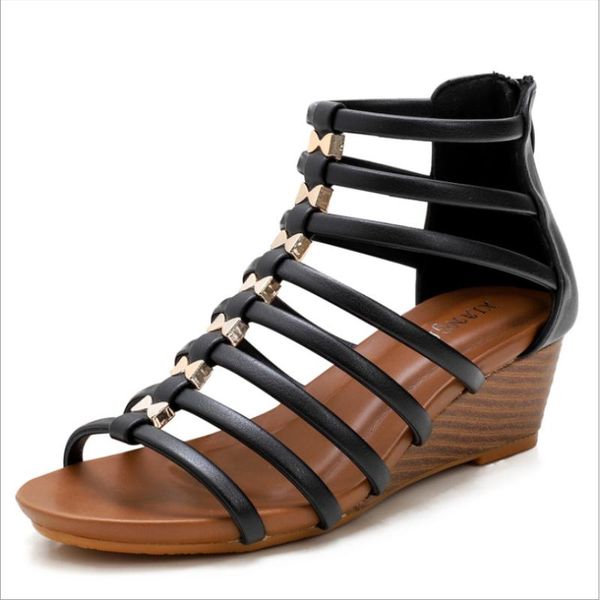 sandals 2021 summer retro hollow roman women's slope heel round toe open comfortable fashion xm085, Black
sandals 2021 summer retro hollow roman women's slope heel round toe open comfortable fashion xm085, Black