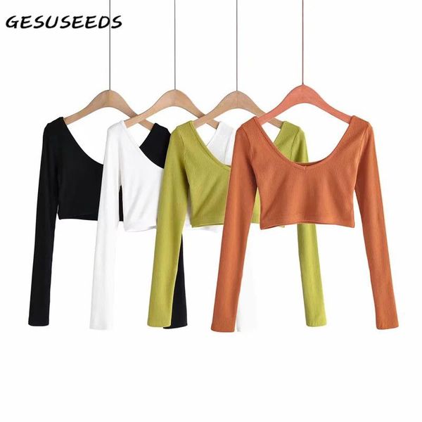 women's t-shirt 2021 black t shirt women spring long sleeve shirts v neck solid knitted korean ladies crop green fashion, White
women's t-shirt 2021 black t shirt women spring long sleeve shirts v neck solid knitted korean ladies crop green fashion, White