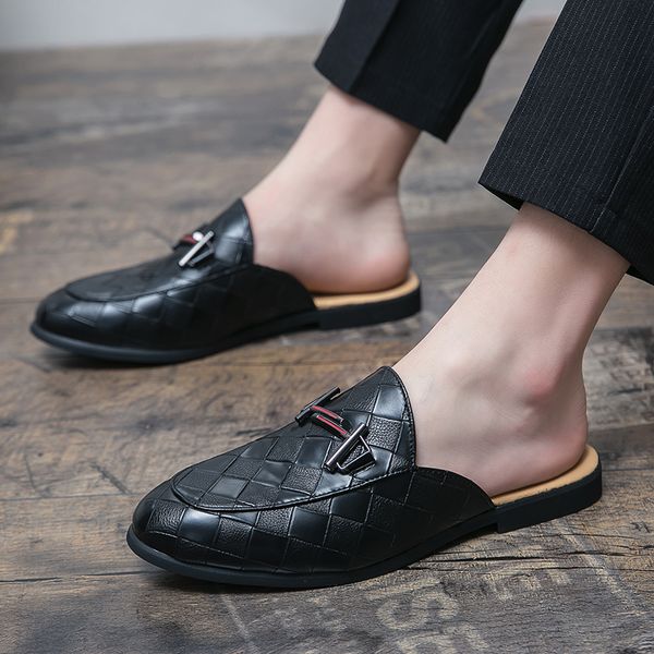 men summer new fashion pu leather casual mules male breathable comfy trendy half loafer slippers low-heels half leisure sandals, Black
men summer new fashion pu leather casual mules male breathable comfy trendy half loafer slippers low-heels half leisure sandals, Black