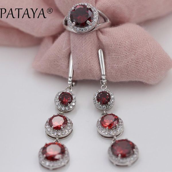 earrings & necklace pataya women multicolor luxury true white gold jewelry set pomegranate red three round natural zircon long ring sets, Silver
earrings & necklace pataya women multicolor luxury true white gold jewelry set pomegranate red three round natural zircon long ring sets, Silver