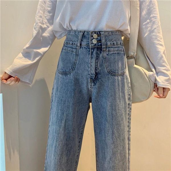 women's jeans 2021 spring women casual solid straight lady high waist loose full length denim pant female buttons wide leg trousers t05, Blue
women's jeans 2021 spring women casual solid straight lady high waist loose full length denim pant female buttons wide leg trousers t05, Blue