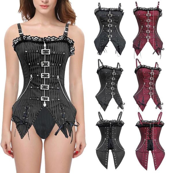 waist support women lace body shaper bodysuit vintage chain metal buckle firm control shapewear lifter corset burner underpant, Black;gray 
waist support women lace body shaper bodysuit vintage chain metal buckle firm control shapewear lifter corset burner underpant, Black;gray