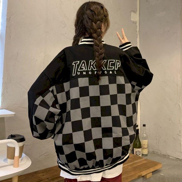 women's jackets vintage baseball jacket female checkerboard spring autumn hong kong stitch loose casual streetwear bomber, Black;brown
women's jackets vintage baseball jacket female checkerboard spring autumn hong kong stitch loose casual streetwear bomber, Black;brown