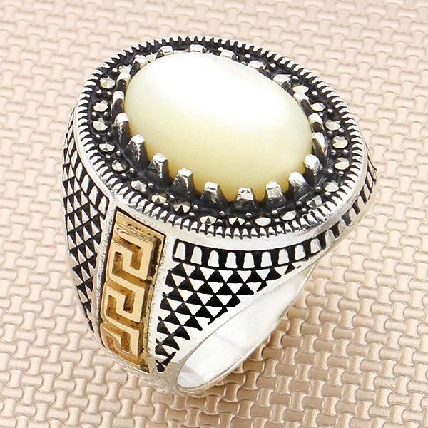cluster rings oval white yemen agate stone silver ring vintage men bronz color big heavy solid 925 sterling, Golden;silver
cluster rings oval white yemen agate stone silver ring vintage men bronz color big heavy solid 925 sterling, Golden;silver