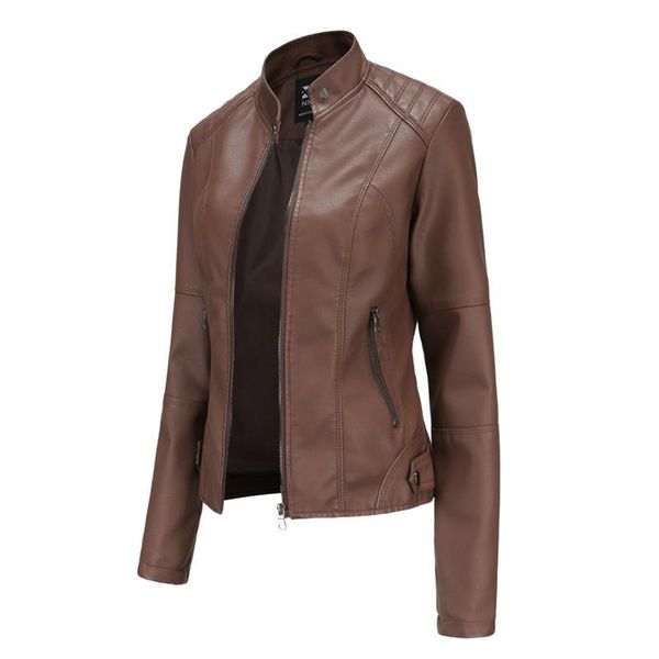 women's jackets 4xl plus women fashion long sleeve stand collar zipper slim jacket pu leather solid spring autumn thin coat casual outw, Black;brown
women's jackets 4xl plus women fashion long sleeve stand collar zipper slim jacket pu leather solid spring autumn thin coat casual outw, Black;brown