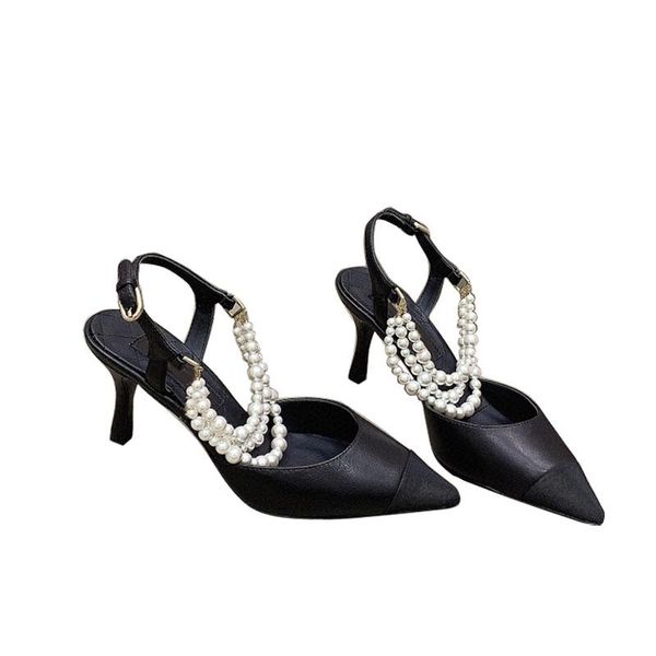 dress shoes fashion color matching high heels 2021 summer pointed stiletto pearl chain french sandals heeled women shoe sexy, Black
dress shoes fashion color matching high heels 2021 summer pointed stiletto pearl chain french sandals heeled women shoe sexy, Black