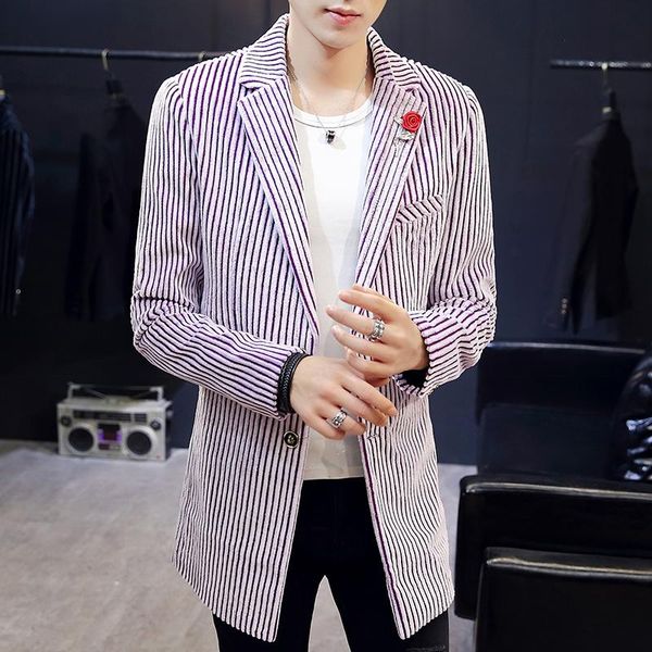 men's suits & blazers suit men korean casual handsome jacket youth windbreaker self-cultivation vertical stripe style double button coa, White;black
men's suits & blazers suit men korean casual handsome jacket youth windbreaker self-cultivation vertical stripe style double button coa, White;black