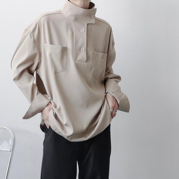 men's casual shirts men's long sleeve loose stand collar pullover thick shirt male korean fashion harajuku streetwear cargo, White;black
men's casual shirts men's long sleeve loose stand collar pullover thick shirt male korean fashion harajuku streetwear cargo, White;black