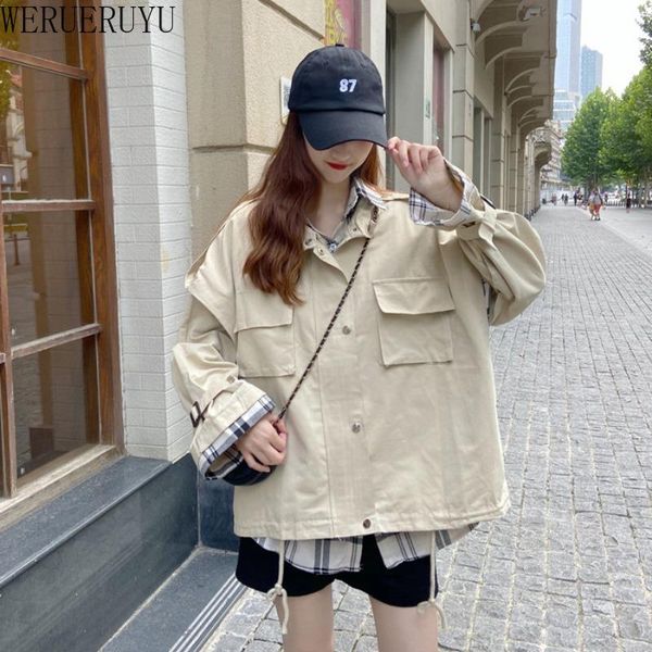women's jackets werueruyu women 2021 autumn cotton lapel loose tooling jacket turn-down collar spring coat for woman, Black;brown
women's jackets werueruyu women 2021 autumn cotton lapel loose tooling jacket turn-down collar spring coat for woman, Black;brown