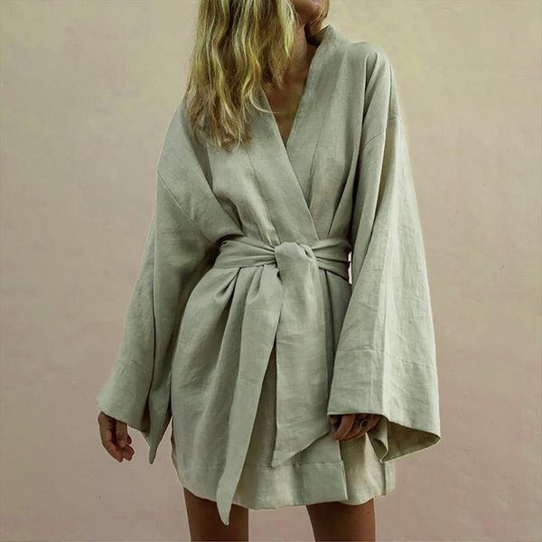 lace up v neck women sleepwear kimono cardigan mini dress cotton linen long sleeve sashes dresse robe style summer loose, Black;red
lace up v neck women sleepwear kimono cardigan mini dress cotton linen long sleeve sashes dresse robe style summer loose, Black;red