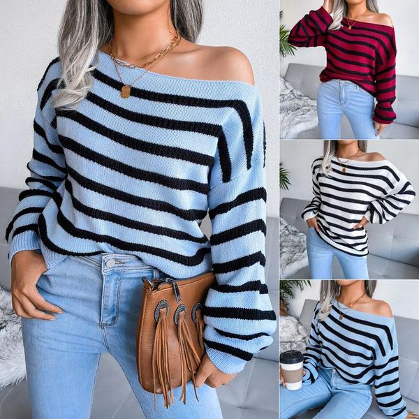 women's sweaters sweater women 2021 fashion stripe loose knitted woman vintage long sleeve autumn street female pullover, White;black
women's sweaters sweater women 2021 fashion stripe loose knitted woman vintage long sleeve autumn street female pullover, White;black