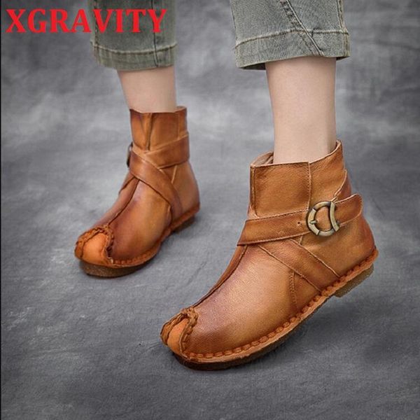 boots xgravity autumn winter short fashion cow genuine leather ankle lady flat shoes ethnic original female s170, Black
boots xgravity autumn winter short fashion cow genuine leather ankle lady flat shoes ethnic original female s170, Black