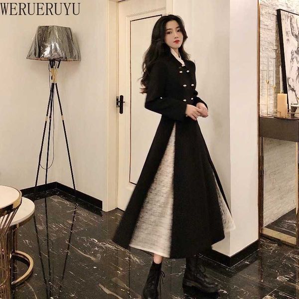 werueruyu autumn women dress loose wool dress elegant high waist plus size party 210608, Black;gray
werueruyu autumn women dress loose wool dress elegant high waist plus size party 210608, Black;gray