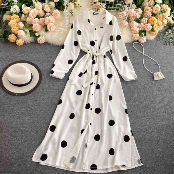 women autumn dress french retro nipped waist turn-down collar bandage long sleeve dot printed chiffon vestidos gk467 210507, Black;gray
women autumn dress french retro nipped waist turn-down collar bandage long sleeve dot printed chiffon vestidos gk467 210507, Black;gray