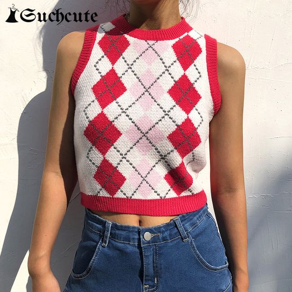 women's sweaters preppy style argyle plaid sweater vest for women y2k o neck crop knitted streetwear spring ladies pullover x1rc, White;black
women's sweaters preppy style argyle plaid sweater vest for women y2k o neck crop knitted streetwear spring ladies pullover x1rc, White;black