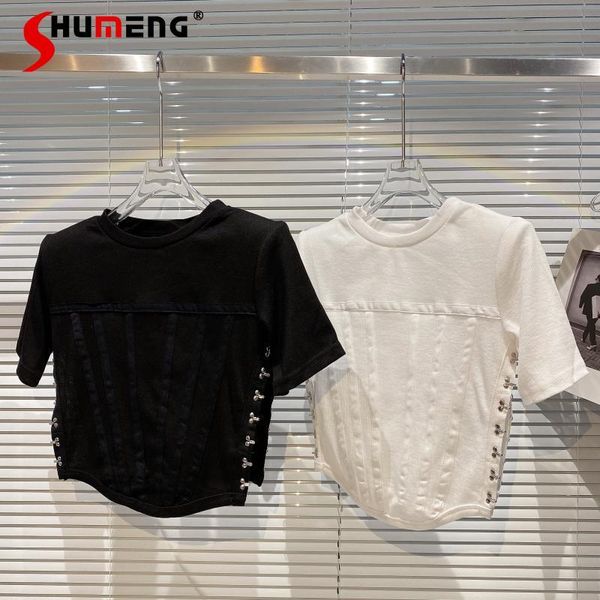 women's t-shirt 2021 summer metal bucket vertical short for ladies solid color slim-fit all-matching students, White
women's t-shirt 2021 summer metal bucket vertical short for ladies solid color slim-fit all-matching students, White