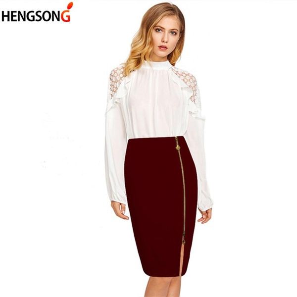 skirts 2021 elegant women's skirt package hip knee length front zipper split fork high waist office plus size, Black
skirts 2021 elegant women's skirt package hip knee length front zipper split fork high waist office plus size, Black