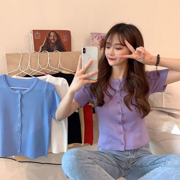 women's t-shirt woman tshirts 2021 short summer knitted with sleeves female crop mujer camisetas, White
women's t-shirt woman tshirts 2021 short summer knitted with sleeves female crop mujer camisetas, White