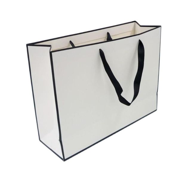 gift wrap 100x custom logo print apparel retail black frame white shopping bags carrying bag with ribbon handle for garments
gift wrap 100x custom logo print apparel retail black frame white shopping bags carrying bag with ribbon handle for garments