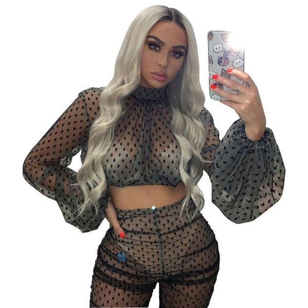 women's two piece pants dot mesh women party outfits 2021 est see through long sleeves high neck cropped + skinny pieces nightclub, White
women's two piece pants dot mesh women party outfits 2021 est see through long sleeves high neck cropped + skinny pieces nightclub, White