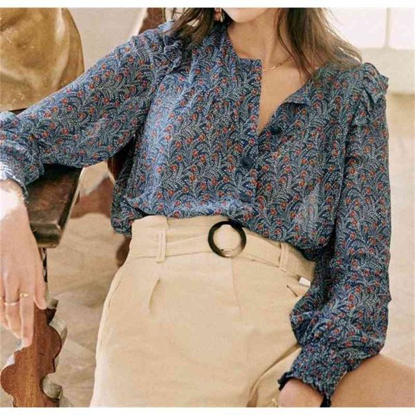 shirt french simple fashion printing temperament ruffled round neck floral single-breasted long-sleeved women mzyj, White
shirt french simple fashion printing temperament ruffled round neck floral single-breasted long-sleeved women mzyj, White