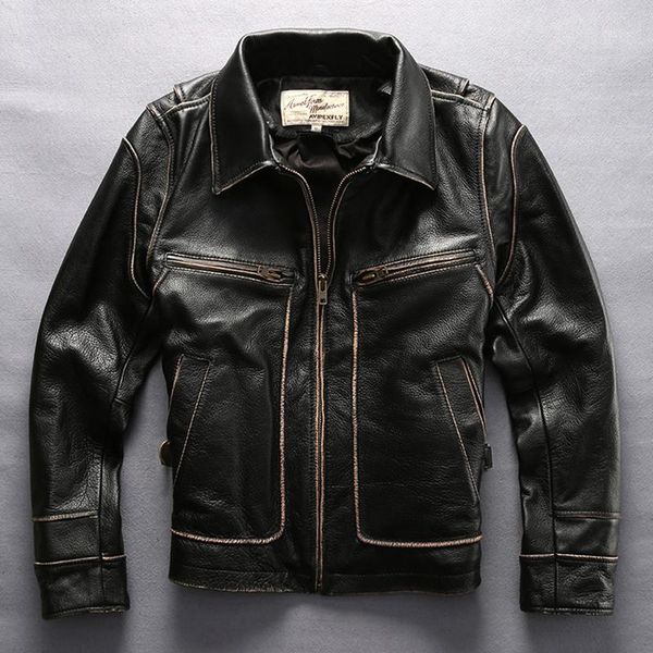 men's leather & faux genuine jacket spring outwear cowhide vintage motorcycle rider black for male
men's leather & faux genuine jacket spring outwear cowhide vintage motorcycle rider black for male