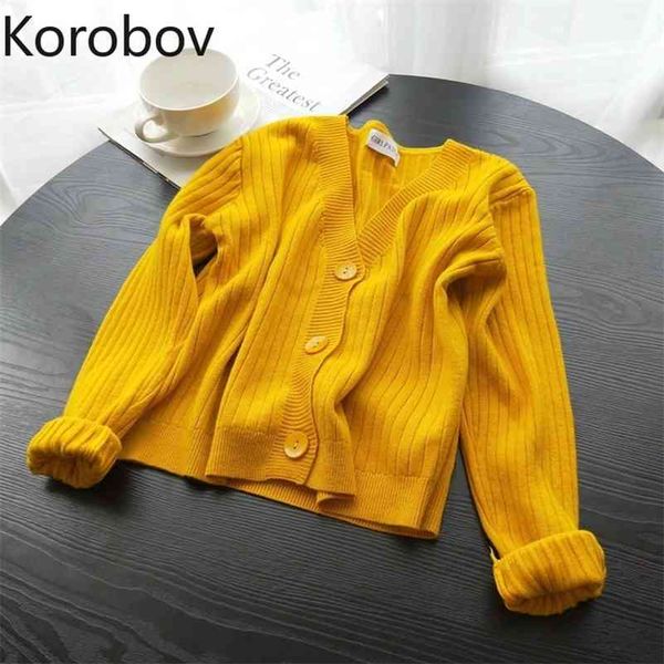 korobov new fashion long sleeve solid women cardigans korean single breasted v neck feamle sweaters knitted 210430, White
korobov new fashion long sleeve solid women cardigans korean single breasted v neck feamle sweaters knitted 210430, White