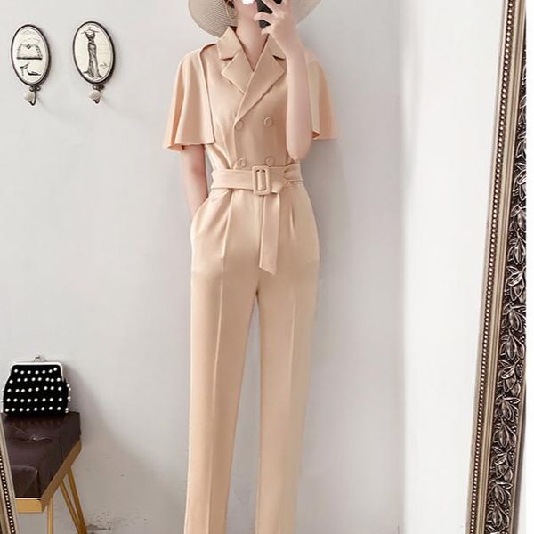women's jumpsuits & rompers 2021 summer women korean half sleeve lapel high waist overalls solid office lady with sash playsuits s66, Black;white
women's jumpsuits & rompers 2021 summer women korean half sleeve lapel high waist overalls solid office lady with sash playsuits s66, Black;white