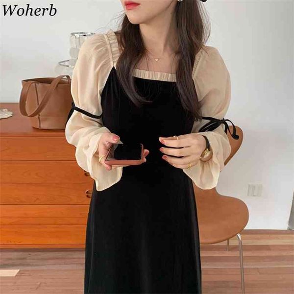 wohern sweet ruffles dress square collar lace up maxi dresses women puff sleeve elegant robe korean velvet woman 210519, Black;gray
wohern sweet ruffles dress square collar lace up maxi dresses women puff sleeve elegant robe korean velvet woman 210519, Black;gray