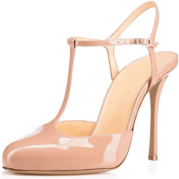women's round toe 12cm thin high heels stiletto t-strap patent leather plus size sandals party wedding shoes us5-15 dress, Black
women's round toe 12cm thin high heels stiletto t-strap patent leather plus size sandals party wedding shoes us5-15 dress, Black